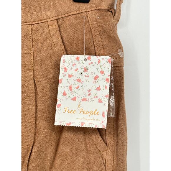 Free People New! Faded Love Linen Blend Pants Brown Casual Boho Size 26 - Picture 5 of 14